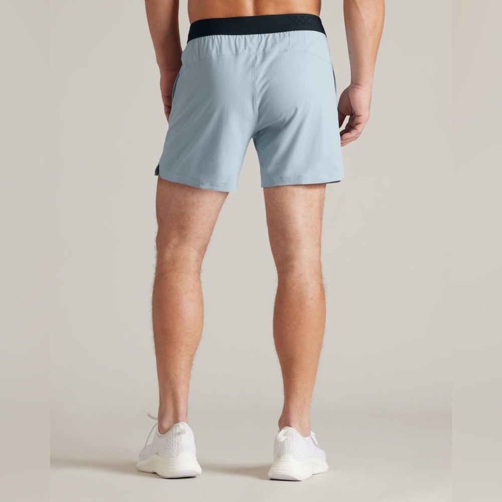 Men’s Rhone 6” Arctic Blue Base Training Shorts with Black Waistband-Unlined - Picture 3 of 7
